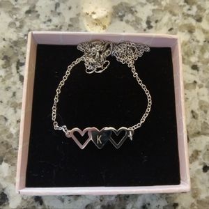 Silver K Initial Heart Necklace